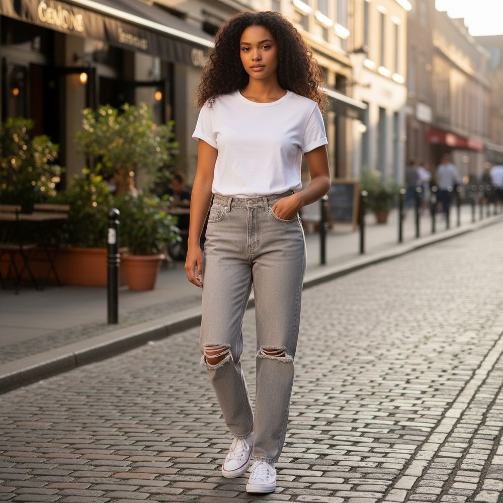 PacSun 90s Boyfriend High Waisted Distressed Straight Leg‎ Grey Jeans Size 32